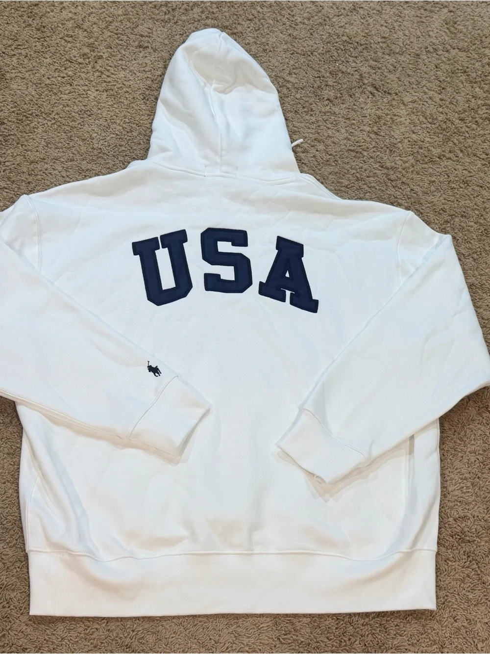 Polo Ralph Lauren Flag Fleece Hoodie White USA Embroidered Men’s XL NWOT